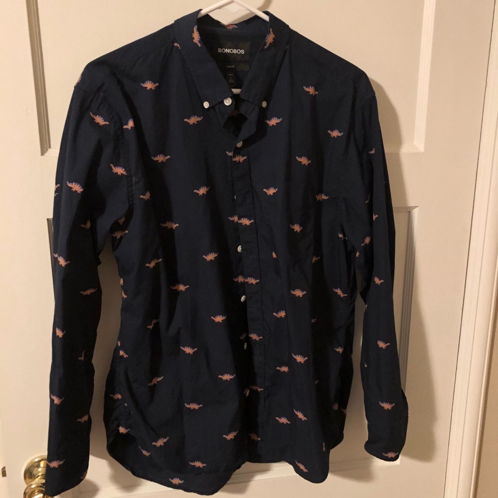Bonobos Blue Dino Button Down (Short Length)